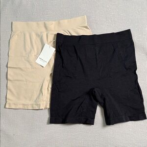 SHEIN Black and Cream Slip Short Set